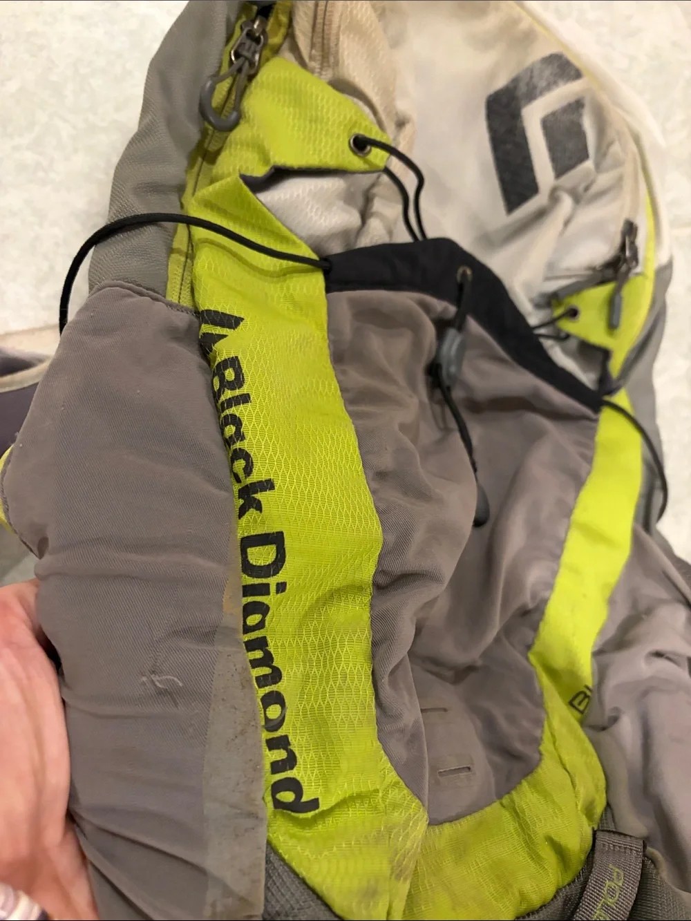 Black Diamond Backpack in Lime and Taupe Accent